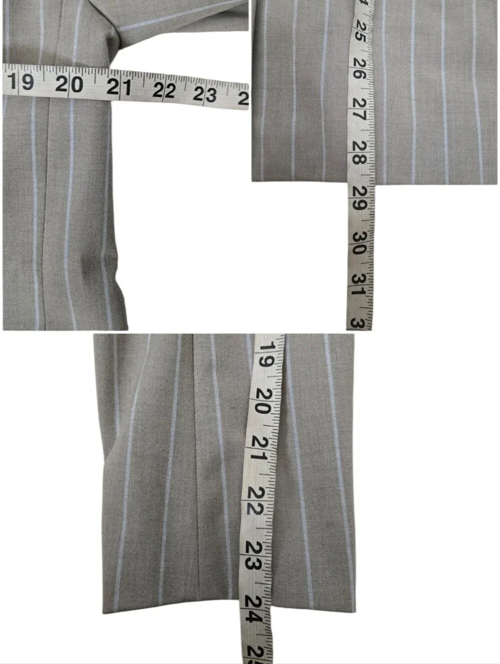 Loft Versa Womens Light Gray Pinstripe Double-Breasted Blazer